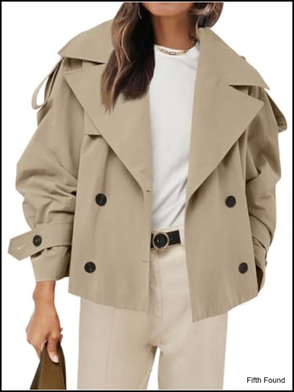 Womens Cropped Trench Coat Double Breasted Belted Short Jacket